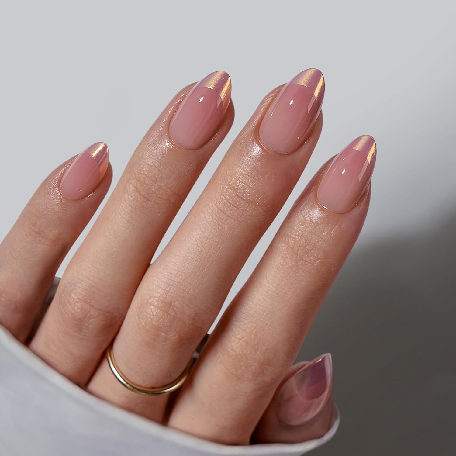 Chrome French Tip Manmond Puristus kynsillä liimalla naisille